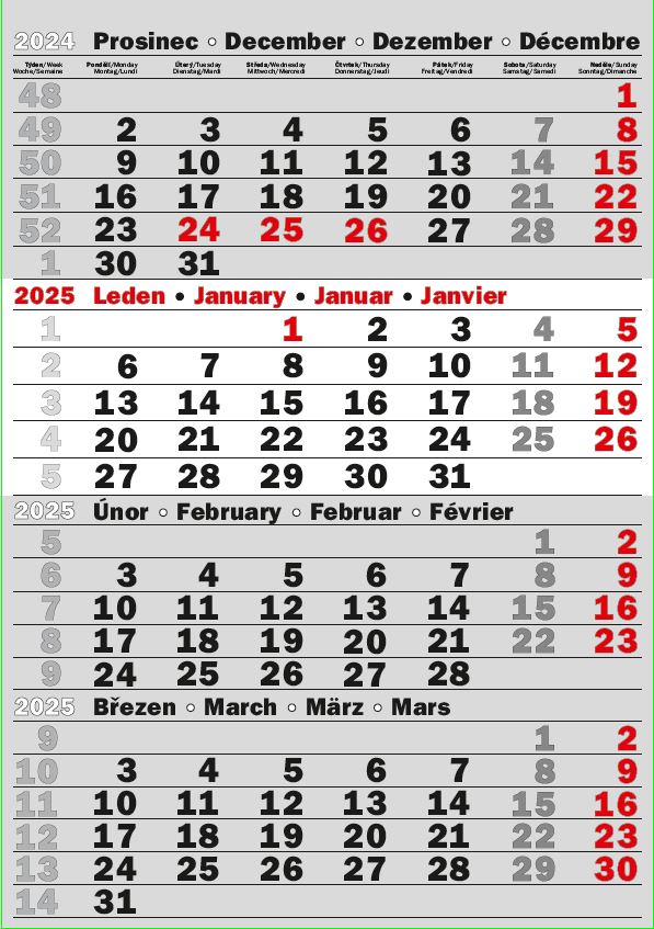 Čtyřměsíční kalendář 2025