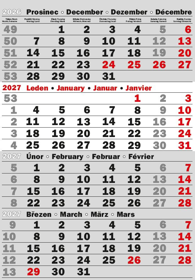 Čtyřměsíční kalendář 2027